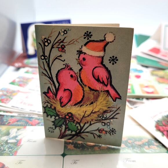 Large Lot of Vintage Gift Tags Stickers Cards Holiday Christmas - Picture 2 of 10